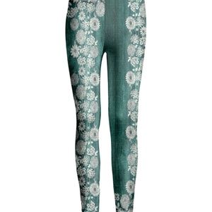 Azalea Green & White Floral Leggings-3X-NWT